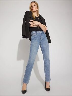 White House Black Market Mid-Rise Straight Leg Jeans - Light Blue